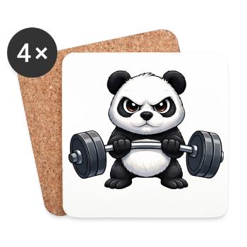Cool Panda Dumbbell Fitness Bodybuilder Training - Coasters (set of 4) - white - Front