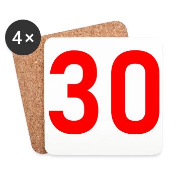 30. 30 ANS. 30e ANNIVERSAIRE. ANNIVERSAIRE 30 ANS. - Dessous de verre (lot de 4) - blanc - Devant