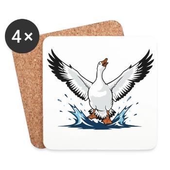 Oie Domestique Blanche Envol Nature Sauvage - Dessous de verre (lot de 4) - blanc - Devant