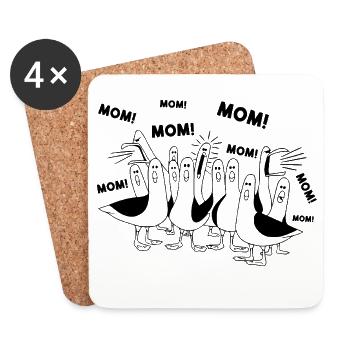 Funny Seagull Mom Mom Ocean Life Mother's Day Bird - Coasters (set of 4) - white - Front
