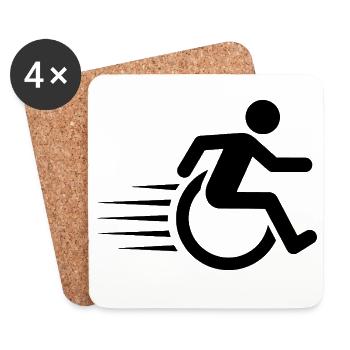 Utilisateur de fauteuil roulant en déplacement # - Dessous de verre (lot de 4) - blanc - Devant