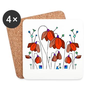 Fleur - Dessous de verre (lot de 4) - blanc - Devant