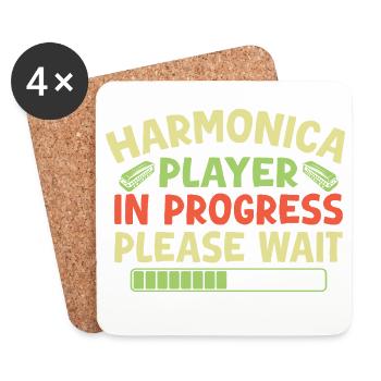 Funny Harmonica Player In Progress Harmonica - Untersetzer (4er-Set) - Weiß - Vorne