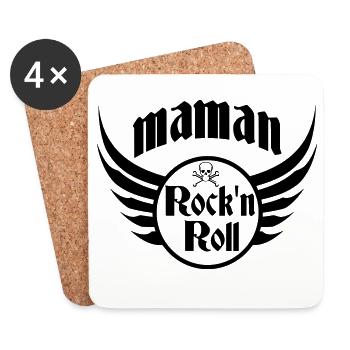 Maman Rock and Roll Crâne Ailes - Dessous de verre (lot de 4) - blanc - Devant