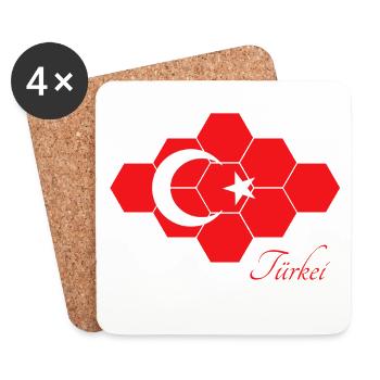 Hexagonale Türkei Flaggenkunst Türkei Turkey  - Untersetzer (4er-Set) - Weiß - Vorne