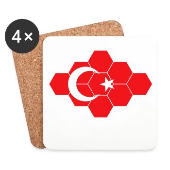 Hexagonale Türkei Flagge Kunst - Untersetzer (4er-Set) - Weiß - Vorne
