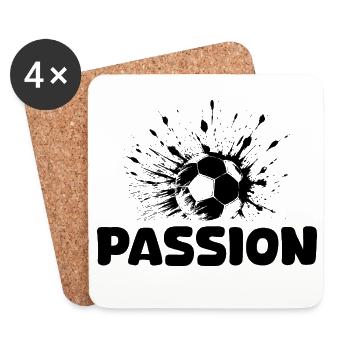 Explosiver Fußball in Schwarz-Weiß - Untersetzer (4er-Set) - Weiß - Vorne