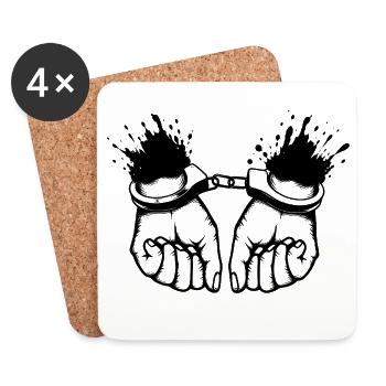 Handcuffs Graffiti Street Art Motif - Coasters (set of 4) - white - Front