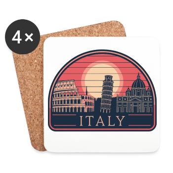 Italien Reiseziele Sonnenuntergang Kunst - Untersetzer (4er-Set) - Weiß - Vorne