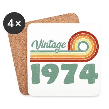 Vintage 1974 Retro Mountain Geburtstag 1974 - Untersetzer (4er-Set) - Weiß - Vorne