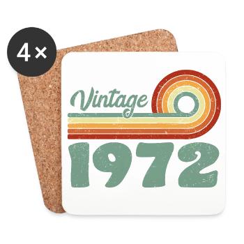 Vintage 1972 Birthday Mountain Retro 1972 - Untersetzer (4er-Set) - Weiß - Vorne