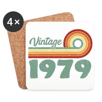 Vintage 1979 Retro Mountain Anniversary 1979 - Coasters (set of 4) - white - Front