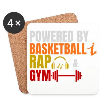 Propulsé par le basket-ball, le rap et le design de streetwear de gym - Dessous de verre (lot de 4) - blanc - Devant