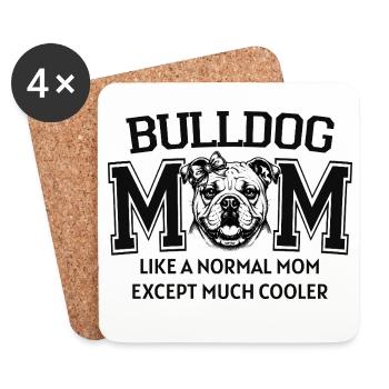 Bulldog Mom Dog Lover Cute Puppy Art - Coasters (set of 4) - white - Front