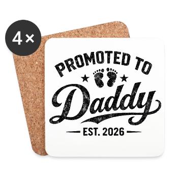 Promoted Dad 2026 Father-to-be Announcement Birth - Coasters (set of 4) - white - Front