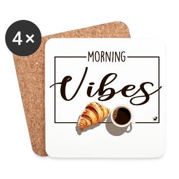 Tasse de café et croissant - Dessous de verre (lot de 4) - blanc - Devant