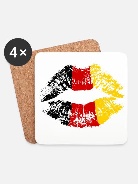  Kussmund Lippenstift Deutschland Farben Fanshirt - Untersetzer (4er-Set) - Weiß