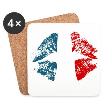 France France Lipstick France Colors - Coasters (set of 4) - white - Front