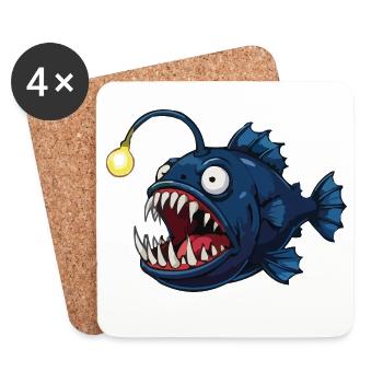 Tiefsee-Anglerfisch mit Leuchte - Untersetzer (4er-Set) - Weiß - Vorne