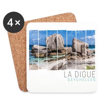 Seychellen La Digue Retro Anse Marron Souvenir - Untersetzer (4er-Set) - Weiß - Vorne