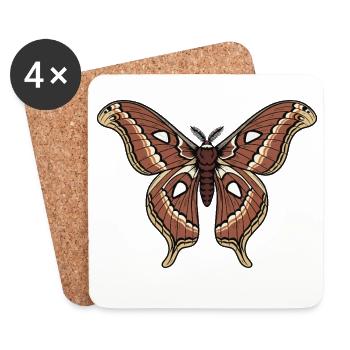 Schmetterlings-Polyphemus-Motten-Saturnie-Flügel-Tattoo - Untersetzer (4er-Set) - Weiß - Vorne