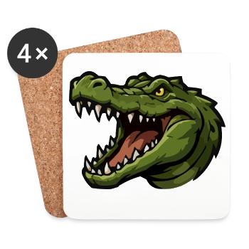 Dessin animé Tête d’alligator Vert - Dessous de verre (lot de 4) - blanc - Devant