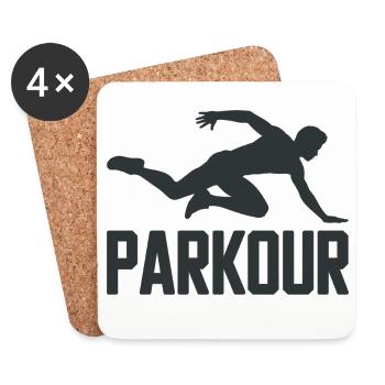 Chemise de parkour avec silhouette de saut - Dessous de verre (lot de 4) - blanc - Devant