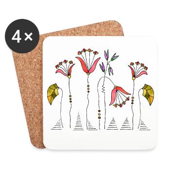 Fleur - Dessous de verre (lot de 4) - blanc - Devant