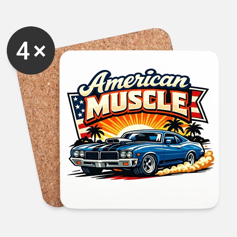 American_Muscle_3 - Dessous de verre (lot de 4) - blanc