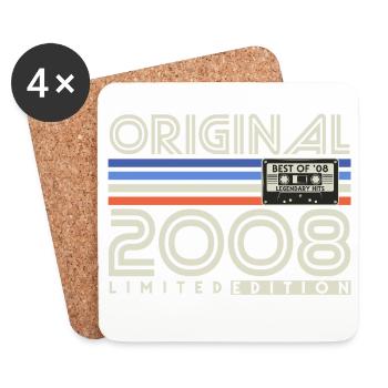 2008 Vintage Vintage Retro Birthday Gift - Coasters (set of 4) - white - Front