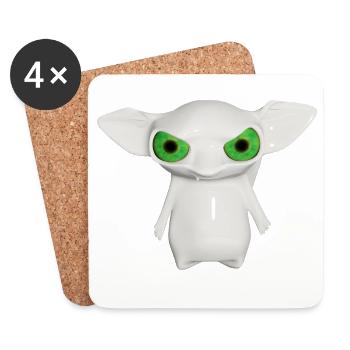 Weißer Alien mit leuchtenden Augen - Untersetzer (4er-Set) - Weiß - Vorne