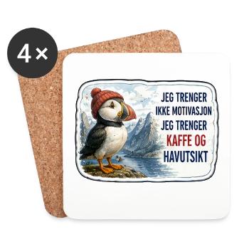 Jeg trenger kaffe og havutsikt - Untersetzer (4er-Set) - Weiß - Vorne