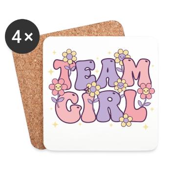 Geschlechterenthüllung Team Mädchen-Babyparty Mama Papa - Untersetzer (4er-Set) - Weiß - Vorne