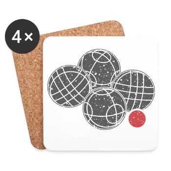 Boules de boccia et pétanque - Dessous de verre (lot de 4) - blanc - Devant