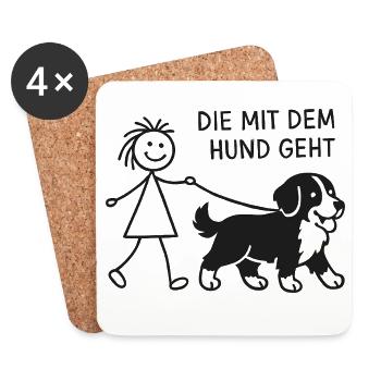 Berner Sennenhund Spruch Hundehalterin Humor - Untersetzer (4er-Set) - Weiß - Vorne