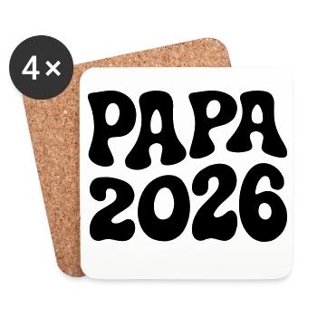Papa 2026 - Untersetzer (4er-Set) - Weiß - Vorne