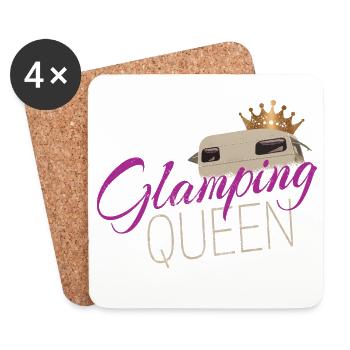 Camping de la Reine du Glamping avec une caravane vintage - Dessous de verre (lot de 4) - blanc - Devant