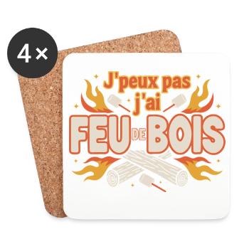 Jpeux pas feu de bois camping - Dessous de verre (lot de 4) - blanc - Devant