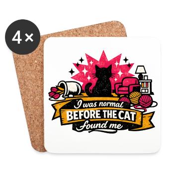 Bevor Die Katze Fand Mich – Katzenchaos - Untersetzer (4er-Set) - Weiß - Vorne