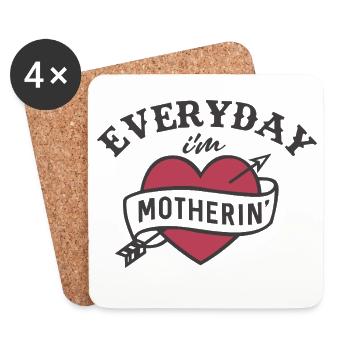Everyday Mama Herzdesign - Untersetzer (4er-Set) - Weiß - Vorne