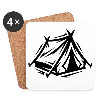 Icône de la tente - Dessous de verre (lot de 4) - blanc - Devant