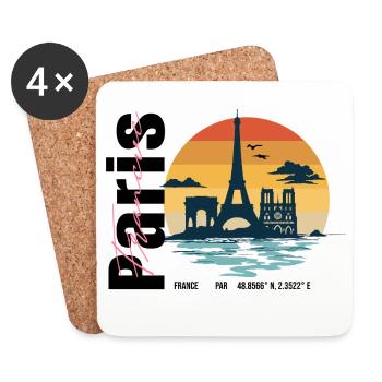 Paris Skyline Vintage Frankreich - Untersetzer (4er-Set) - Weiß - Vorne