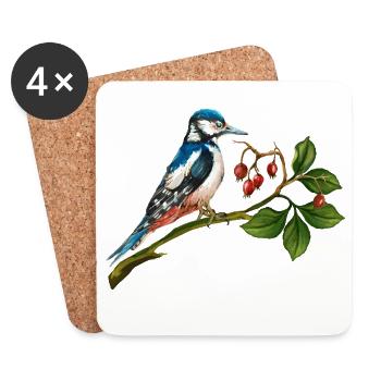 Bunter Vogel - Untersetzer (4er-Set) - Weiß - Vorne
