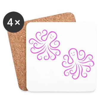krake_2 - Dessous de verre (lot de 4) - blanc - Devant
