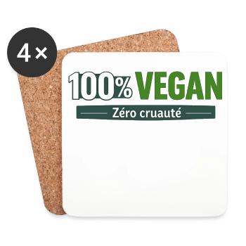 100% Vegan Zéro Cruauté - Dessous de verre (lot de 4) - blanc - Devant