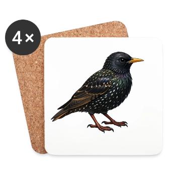 Oiseau Stellaire - Dessous de verre (lot de 4) - blanc - Devant