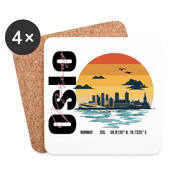 Oslo Skyline Silhouette - Untersetzer (4er-Set) - Weiß - Vorne