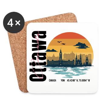 Ottawa Canada Retro Sunset Skyline - Untersetzer (4er-Set) - Weiß - Vorne