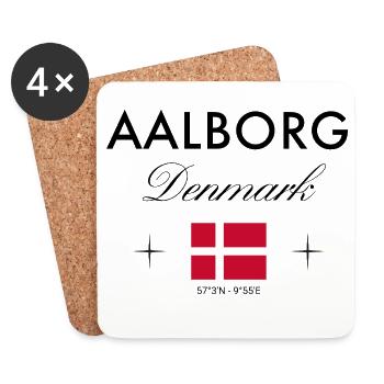 Aalborg, Danemark, Coordonnées Souvenir de voyage - Dessous de verre (lot de 4) - blanc - Devant