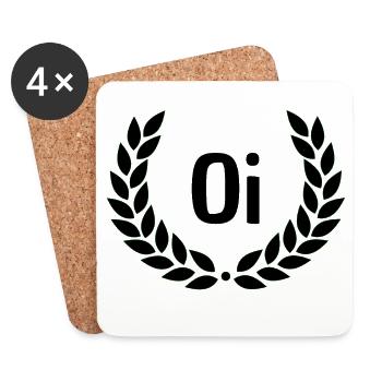 Green Laurel Wreath Outline - Coasters (set of 4) - white - Front